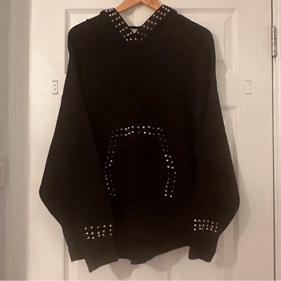 NWT Zara Studded Spike Black Hoodie - Picture 3 of 6